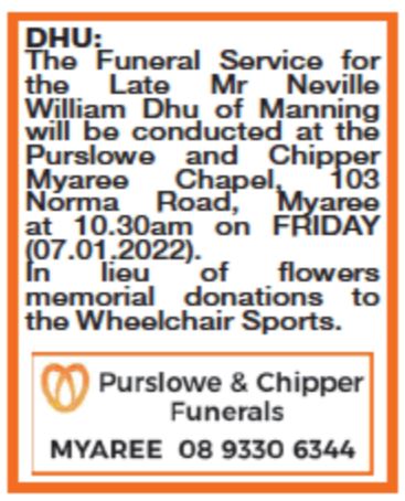 Funeral Neville Dhu