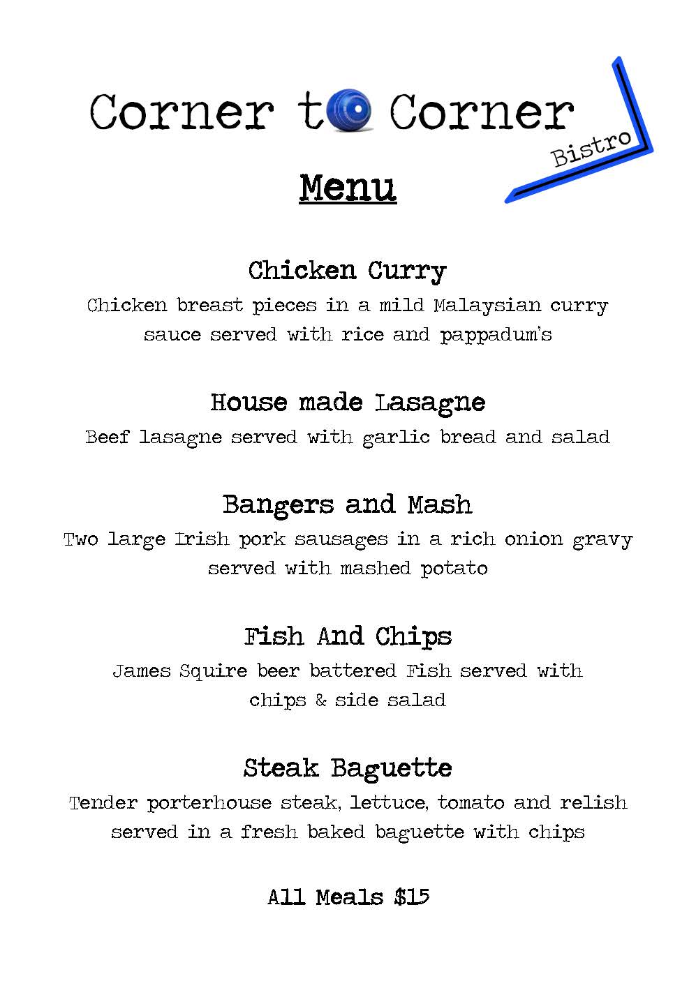 Bistro Menu 21 September
