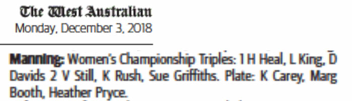 The West Results 03 Dec 2018