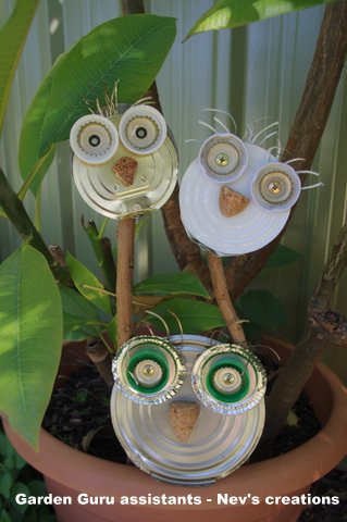 owls from tin lids